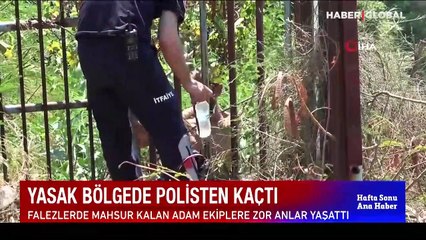 Antalya'da "Tarzan" kovalamacası... Demir parmaklıklara tırmandı, şemsiyeden duvara atladı