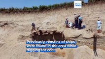 Archaeologists in Serbia examine a river ship uncovered at ancient Roman city of Viminacium