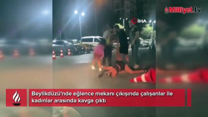 Eğlence mekanı çıkışı dehşet! Vale yumruk attı, kadın duba fırlattı