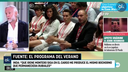 Inda: "Que Irene Montero siga en el cargo me produce el mismo bochorno que permaneciera Rubiales"