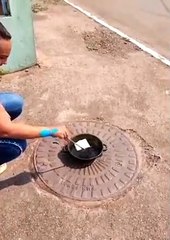 Mulher aproveita temperatura de 44°C para fritar pastel em calçada