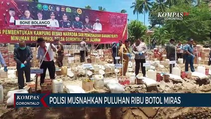 Polda Gorontalo Musnahkan Puluhan Ribu Botol Miras