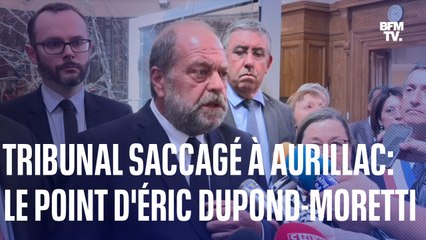 Download Video: Le ministre de la Justice, Éric Dupond-Moretti, a visité le tribunal saccagé d'Aurillac et fait le point sur la situation