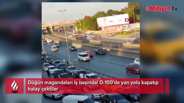 Düğün magandaları iş başında! D-100'de yan yolu kapatıp halay çektiler