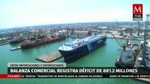 Balanza comercial registra déficit de 881.2 millones entre importaciones y exportaciones en México
