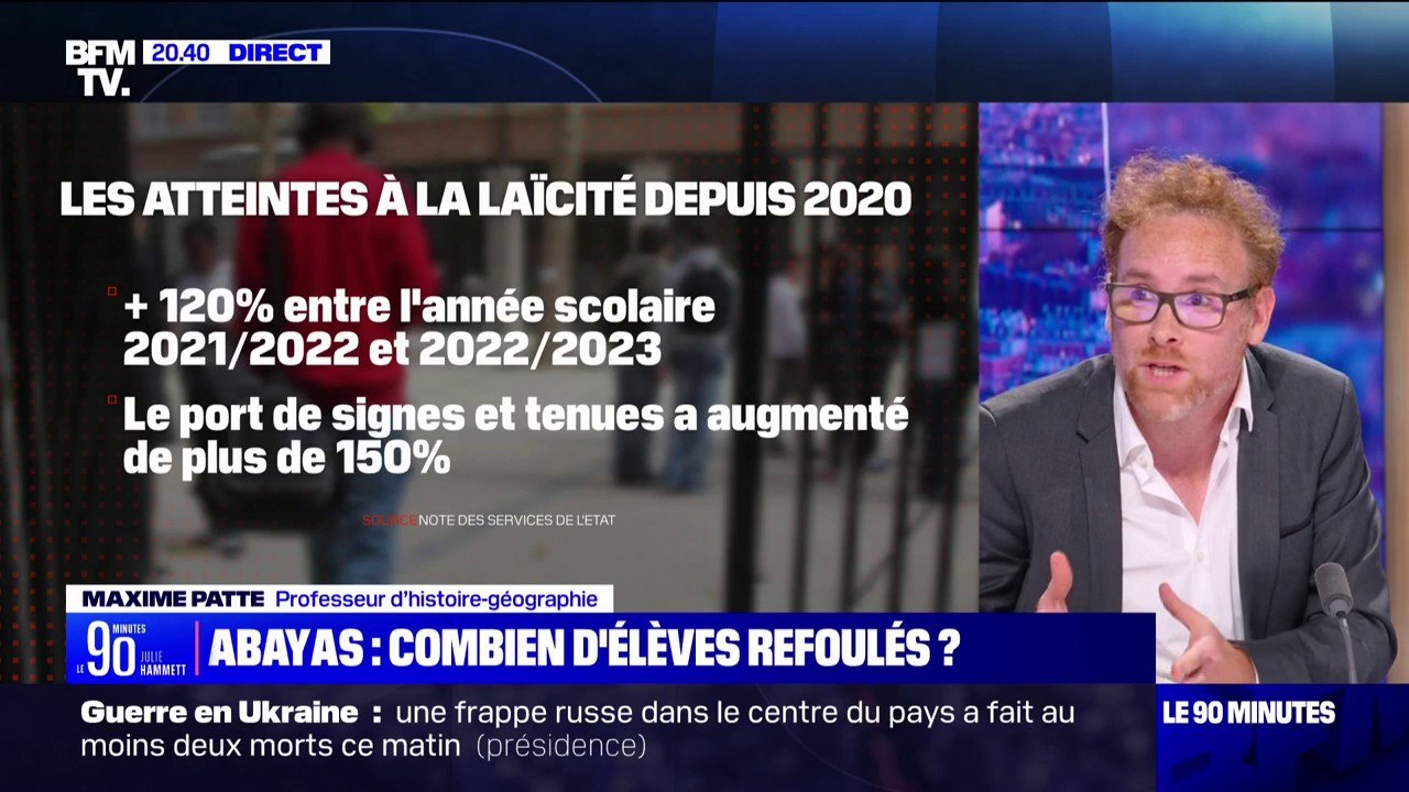 Interdiction du port de l'abaya à l'école: "Le fait que le ministre puisse donner une directive commune va faire du bien pour les chefs d'établissements et les enseignants", affirme Maxime Patte, professeur d’histoire-géographie