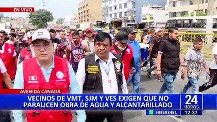 Vecinos de VMT, SJM, VES exigen continuidad de obra de agua y alcantarillado