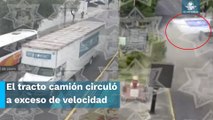 Así fue la volcadura de un tráiler en Tlanepantla