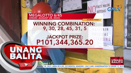 Mahigit 100-M na jackpot sa Megalotto 6/45, napanalunan na | UB