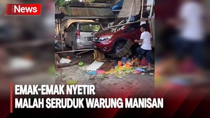 Emak-Emak Diduga Baru Belajar Nyetir Seruduk Warung Manisan di Baubau