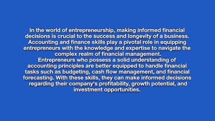 LaMar Van Dusen Importance of Accounting and Finance Skills in Entrepreneurship