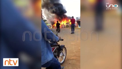 Momento exacto de una garrafa explotando en una vivienda