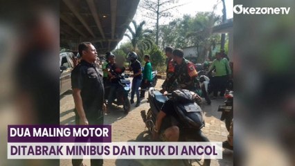 Kepergok Curi Motor Dua Maling Motor Bonyok Ditabrak Minibus dan Truk di Ancol