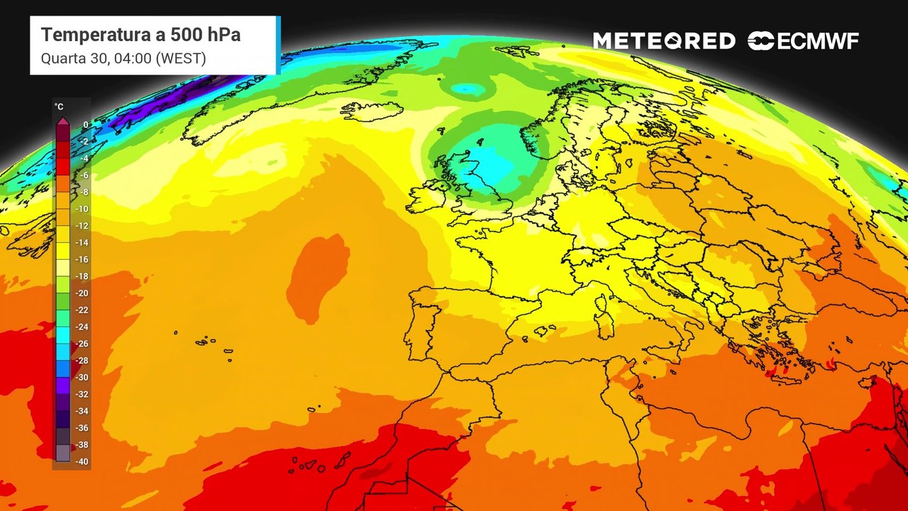 Temperatura hemisfério Norte nos próximos dias