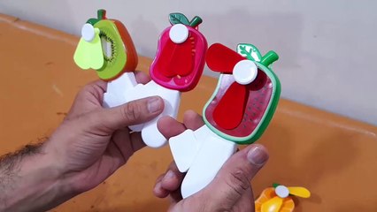 Unboxing and Review of Kid's Hand Pressure Mini Fan Fruit Shape Cute Squeeze Toys Cool Summer Fan Fan Without Battery
