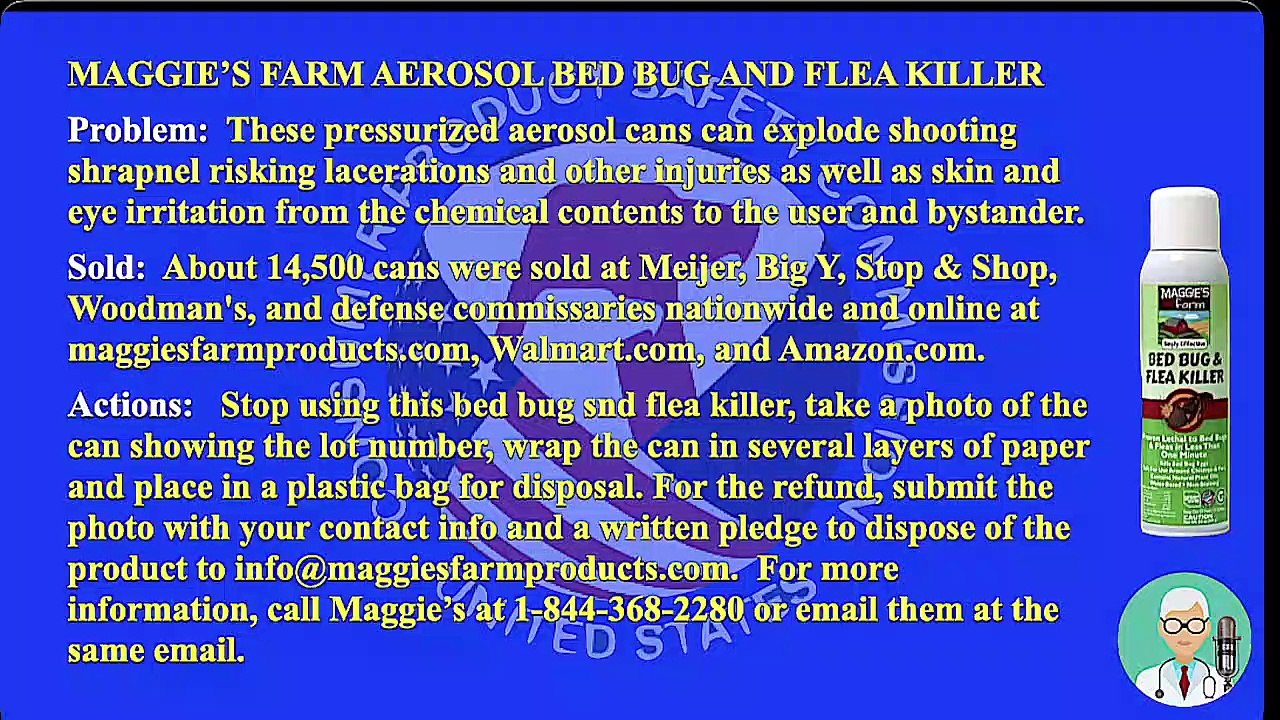 Cans of Maggie’s Farm Aerosol Bed Bug and Flea Killer May Explode