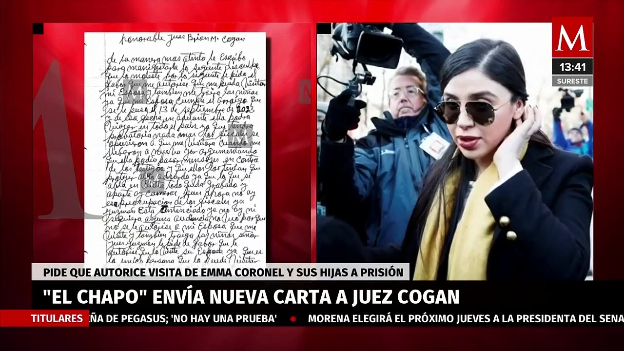 El Chapo' envía carta a juez para pedir que Emma Coronel y sus hijas lo visiten en la cárcel