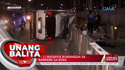 AUV, tumagilid matapos bumangga sa concrete barriers sa EDSA | UB