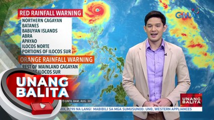 Iba pang babala bukod sa mga wind signal, itinaas sa ilang bahagi ng bansa dahil sa Super Bagyong #GoringPH - Weather update today as of 7:15 a.m. (August 30, 2023) | UB