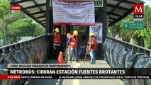 Realizan trabajos de mantenimiento en la estación 'Fuentes Brotantes' de la línea 1 del Metrobús