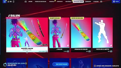 J Balvin em Promção 2.400 V-Bucks, Coloque o código de criador KARLETO e ganhe até 5.000 V-BUCKS