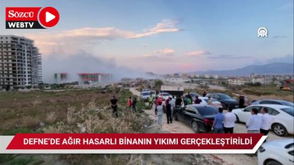 Defne'de ağır hasarlı binanın yıkımı gerçekleştirildi