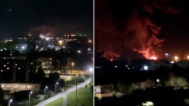 Pskov Airfield: Sky glows orange during largest drone strike on Russian territory since Ukraine war began