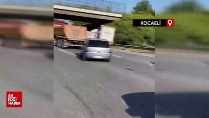 TEM'de lastiği patlayan tır köprü ayağına çarptı, zincirleme kaza beraberinde geldi