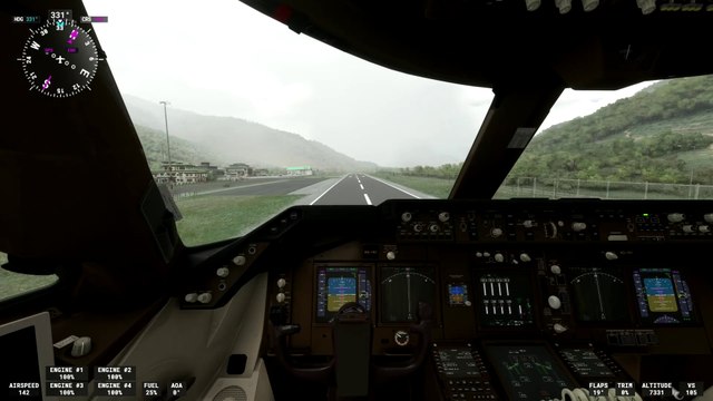 ★ The BM AG Project ★ | ✈️ Flight Simulator (2020) : Boeing ✈ 747-8I | Full Throttle Take off + Go-around + Successful Landing @ ⛺ Paro International Airport (PBH / VQPR) during ☔ Rainy and ️ Cloudy Weather