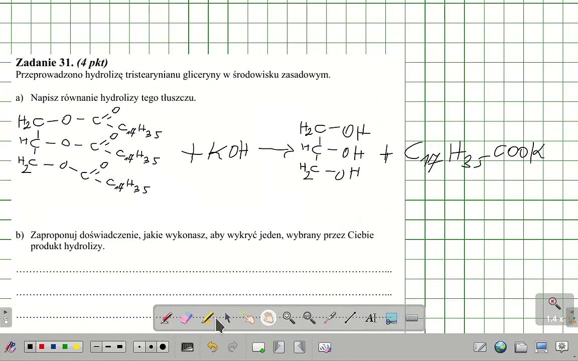 ZADANIE 31 CKE 2003 STYCZEŃ HYDROLIZA ZASADOWA TRISTEARYNIANU GLICERYNY. #chemia #chemistry