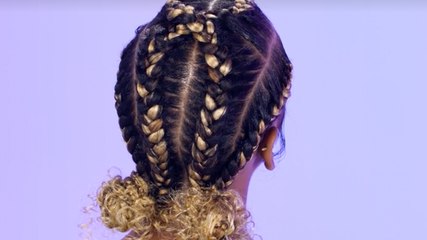 French Braid Criss Cross Design Into Elegant Buns