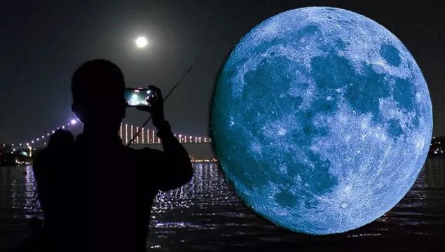 Mavi Ay' en parlak konumuna ulaştı, vatandaşlar o anı görüntüledi