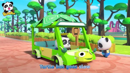 Rabbit Bus vs Turtle Bus The Tortoise and the Hare Nursery Rhymes Kids Songs BabyBus
