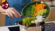 Guiso de lentejas, verduras y pescado