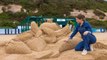 A giant sand sculpture on Bournemouth beach has been erected to depict the 68 thousand tonnes of food wasted by Brits over the summer months