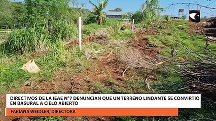 Directivos de la IEAE N°7 denuncian que un terreno lindante se convirtió en basural a cielo abierto
