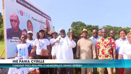 Gosso Franck, Hiè Pawa, Gagné Bernard et Arnaud Konan en campagne pour les municipales à Grand-Béréby