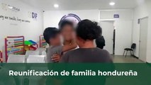 Reunifican a familia hondureña tras separarse al abordar tren. Cortesía INM de México