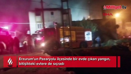 Erzurum'da bitişik 5 evde yangın! Ekipler müdahale ediyor