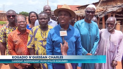 Faustin Kouamé, Djaha Roch, Charles Kouadio,  Eudes Kouassi et Julien Kouadio en camapgne à Kokoumbo pour les élections municipales 2023