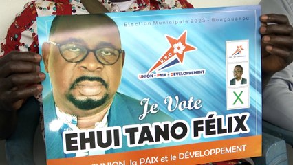 Ehui Tano, Noël Djadou, Kablan André et Jacob Amoin en campagne pour les élections municipales 2023 à Bongouanou