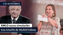 AMLO acusa simulación tras triunfo de Xóchitl Gálvez