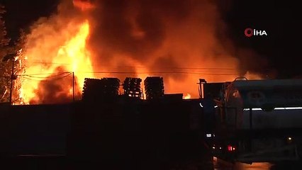 Adana'da palet deposu alevlere teslim oldu