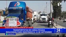 Transportistas de carga pesada anuncian paro para el 11 de septiembre