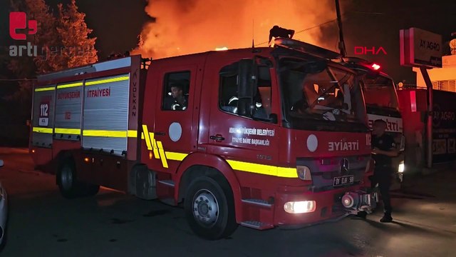 Palet imalathanesinde çıkan yangın korkuttu