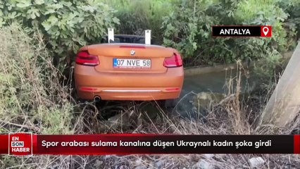 Spor arabası sulama kanalına düşen Ukraynalı kadın şoka girdi