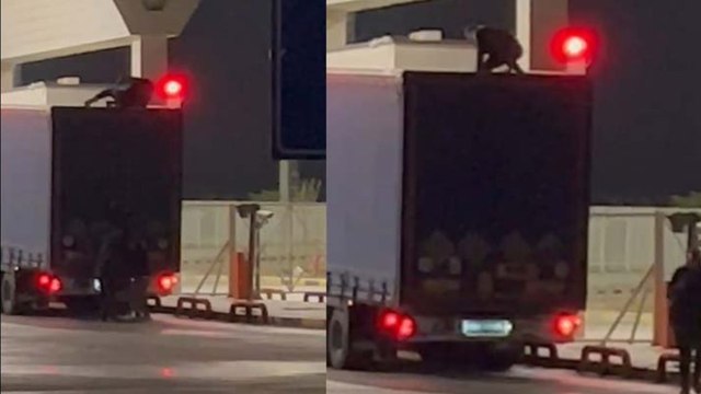 Sınır kapısında vahim görüntü: Tırın brandasını kesip içine gizlendiler