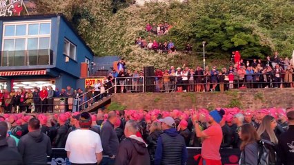 Welsh National Anthem on Tenby's North Beach for start of Ironman Wales 2022