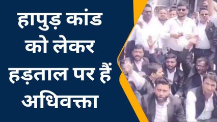 रायबरेली: हापुड़ घटना को लेकर वकीलों ने हड़ताल कर किया विरोध प्रदर्शन