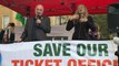 Mick Lynch and Jeremy Corbyn speak at Downing Street RMT rally